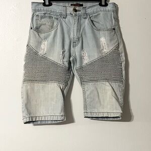 Regal Exchange Distressed Ribbed Light Wash Denim Shorts Men’s Size 30